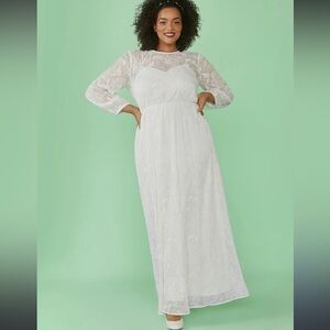 NWT ModCloth women’s white lace just the beginning maxi dress S wedding bridal